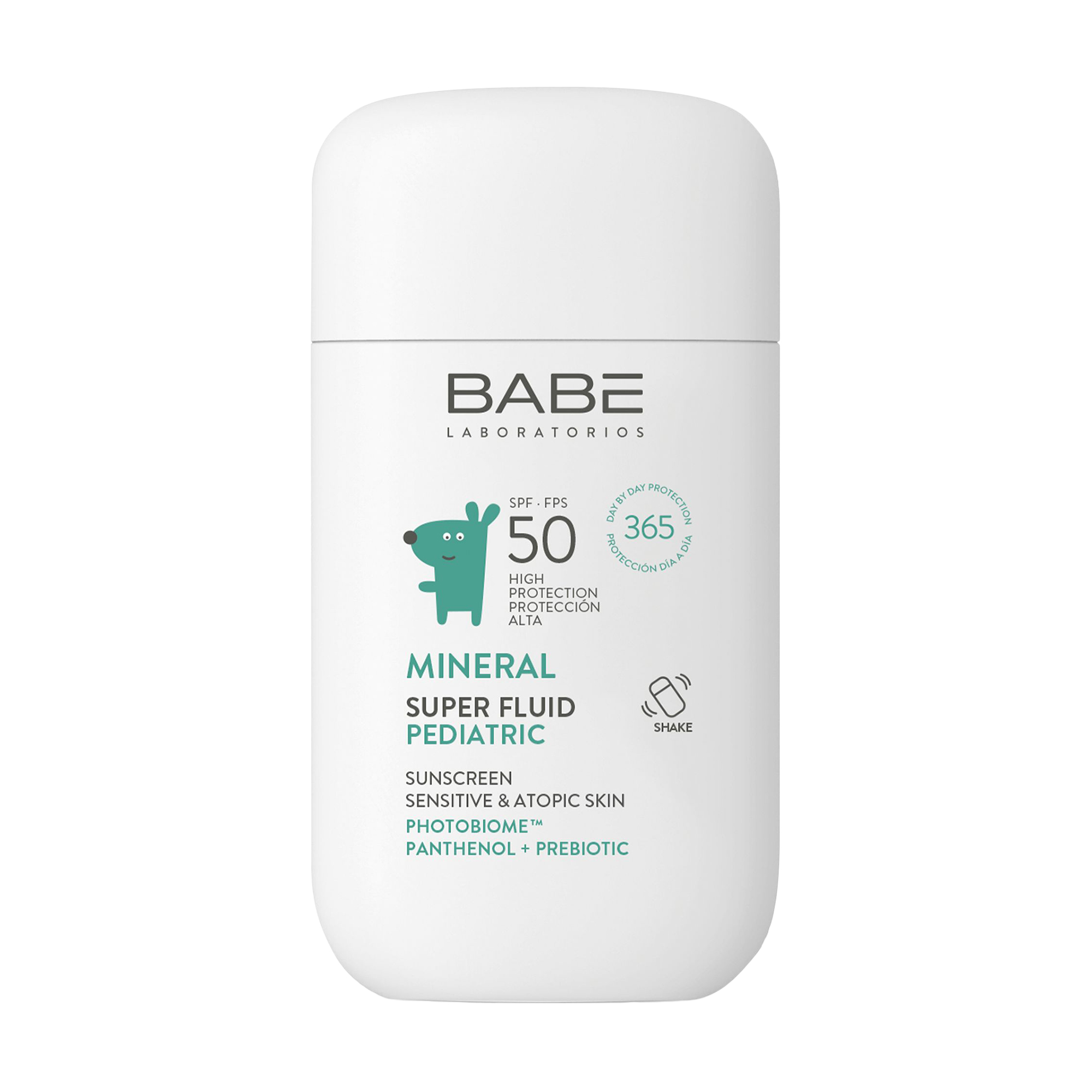 Уцінка! Дитячий сонцезахисний мінеральний флюїд BABE Laboratorios Mineral Super Fluid Pediatric SPF 50 з фізичними фільтрами, пантенолом та пребіотиком, 50 мл
